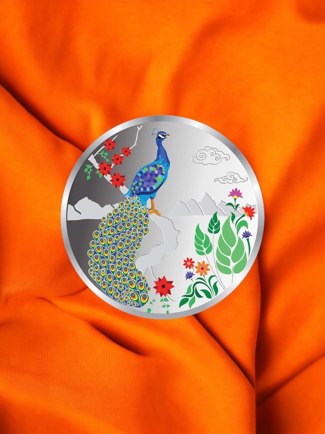 Taraash Peacock 999 Silver Coin-50gm