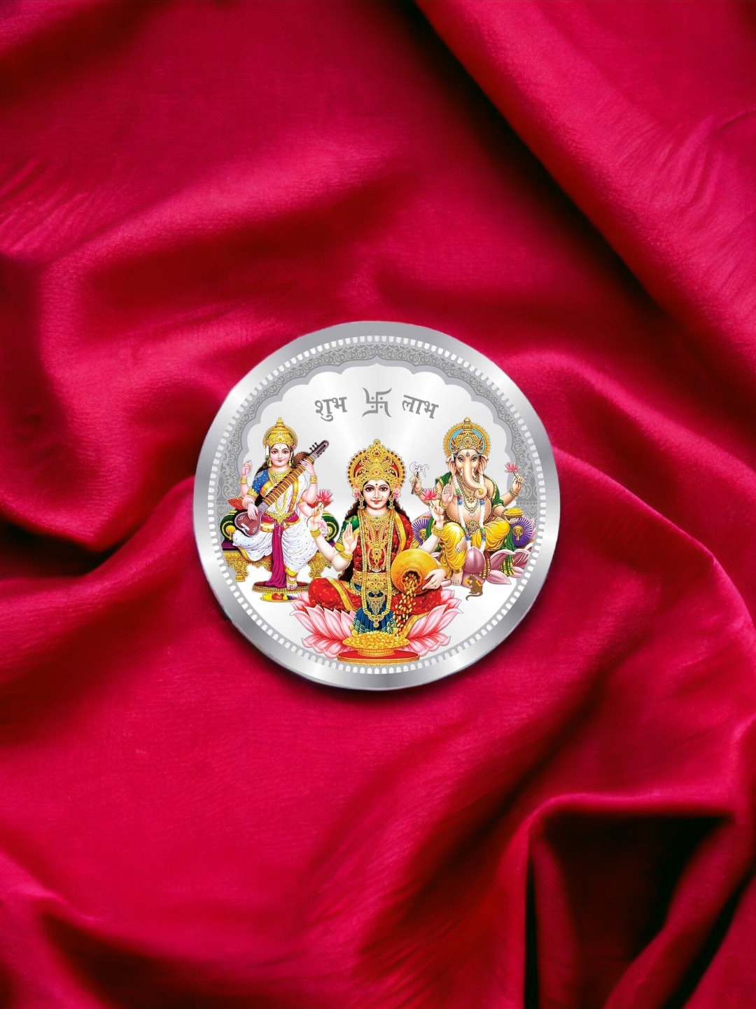 

Taraash Laxmi Ganesha Saraswati 999 Silver Coin-10gm