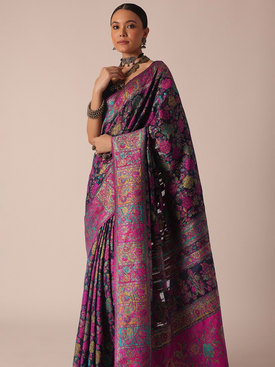 

KALKI Fashion Floral Woven Design Silk Cotton Saree, Blue