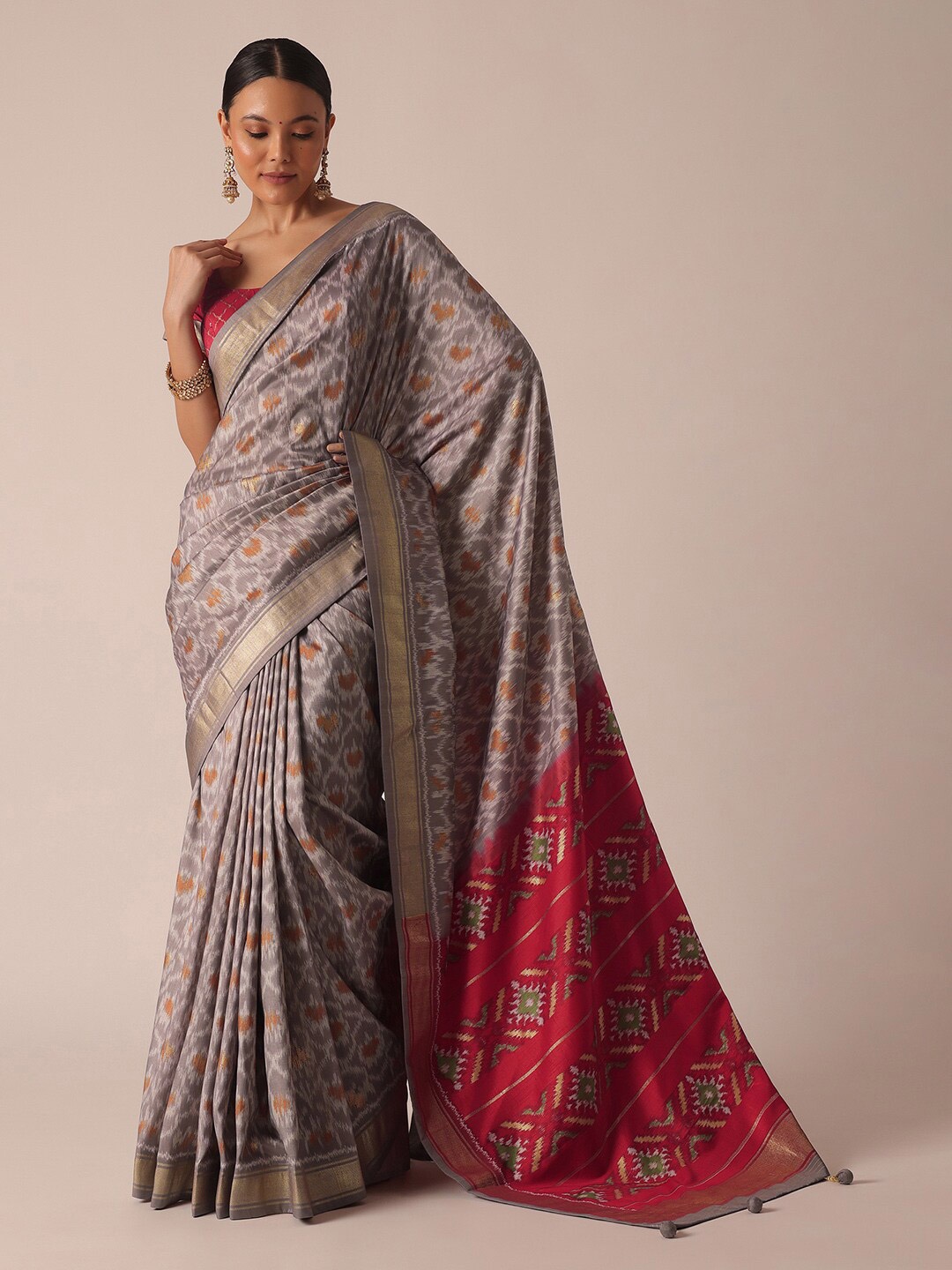 

KALKI Fashion Ethnic Motifs Printed Zari Saree, Grey