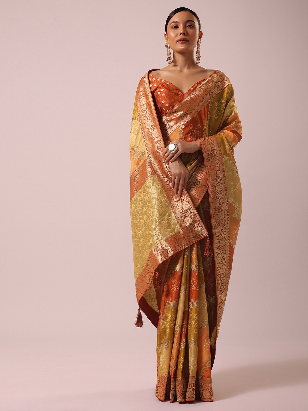 

KALKI Fashion Ethnic Motif Woven Design Zari Saree, Orange