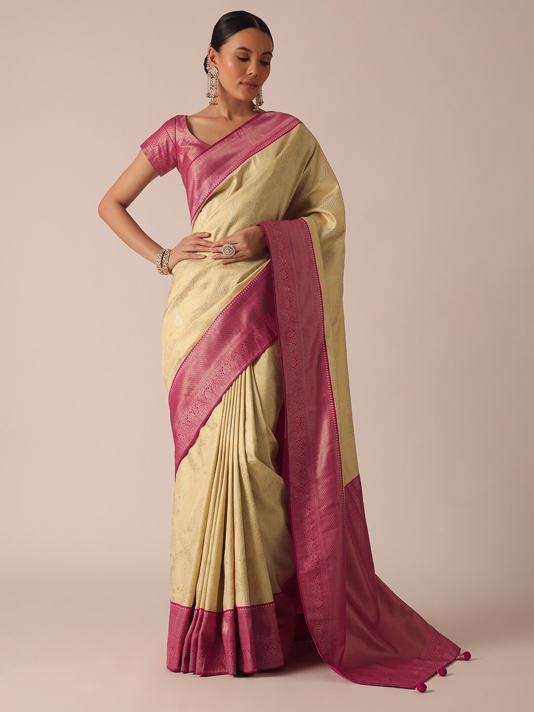 

KALKI Fashion Ethnic Motifs Woven Design Zari Saree, Gold