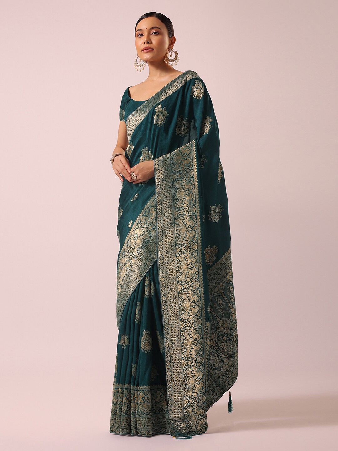 

KALKI Fashion Ethnic Motifs Woven Design Zari Saree, Blue