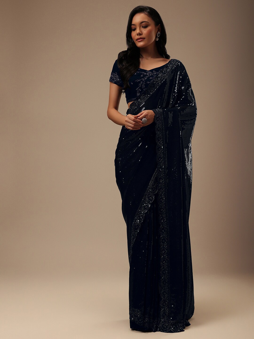 

KALKI Fashion Embellished Sequinned Saree, Blue