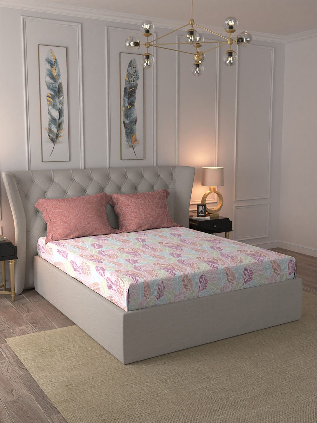 

MYTRIDENT Fall Red Dusk & Dawn Flat 144TC Queen Cotton Bedsheet Set, Rust