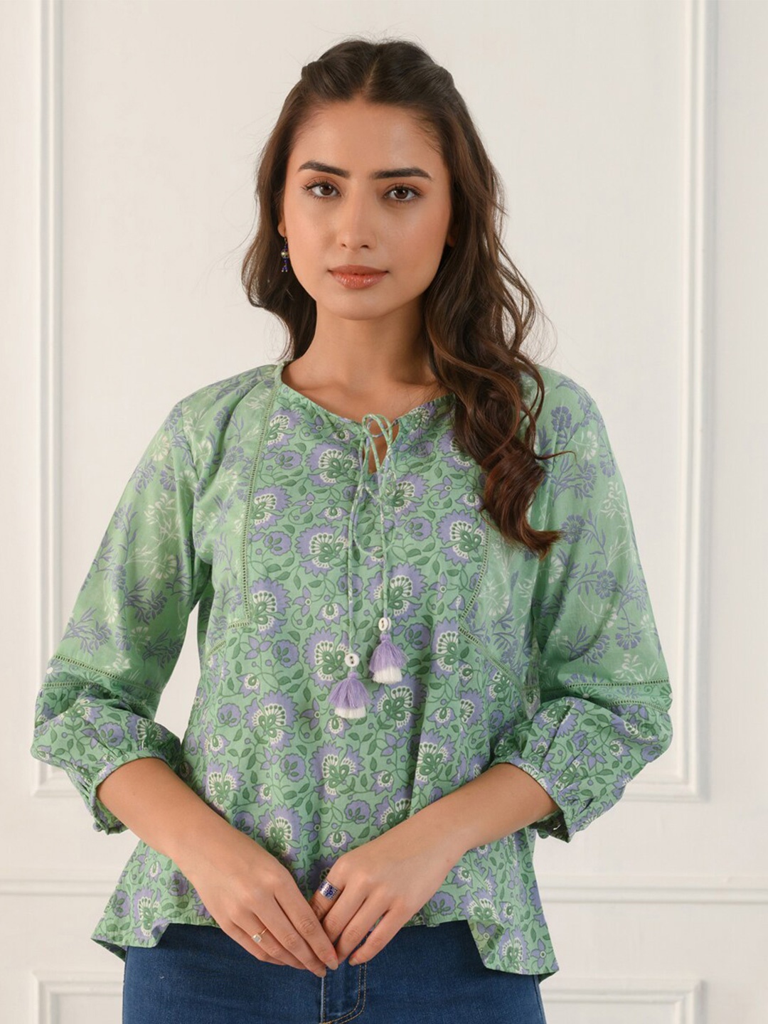 

Prakriti Jaipur Floral Printed Cotton Top, Multi