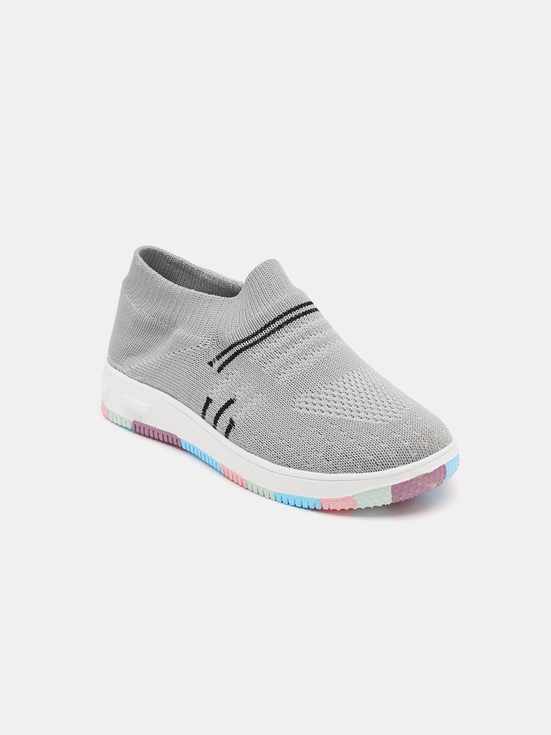 

R&B Boys Textured Slip-On Sneakers, Grey