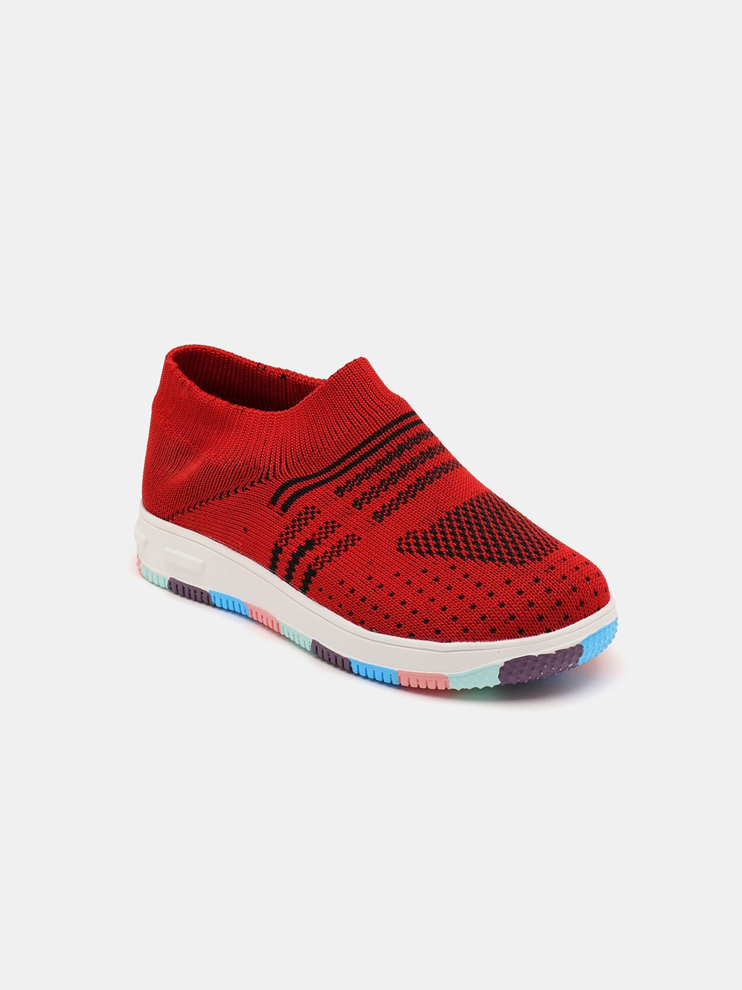 

R&B Boys Textured Slip-On Sneakers, Red