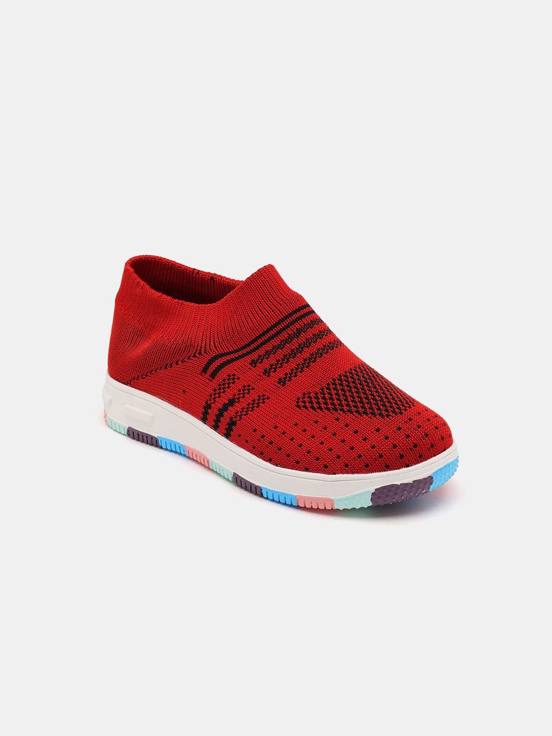 

R&B Boys Textured Slip-On Sneakers, Red