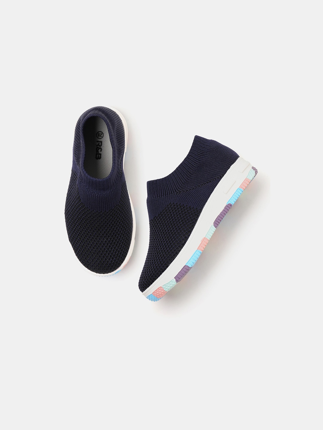 

R&B Boys Textured Slip-On Sneakers, Navy blue