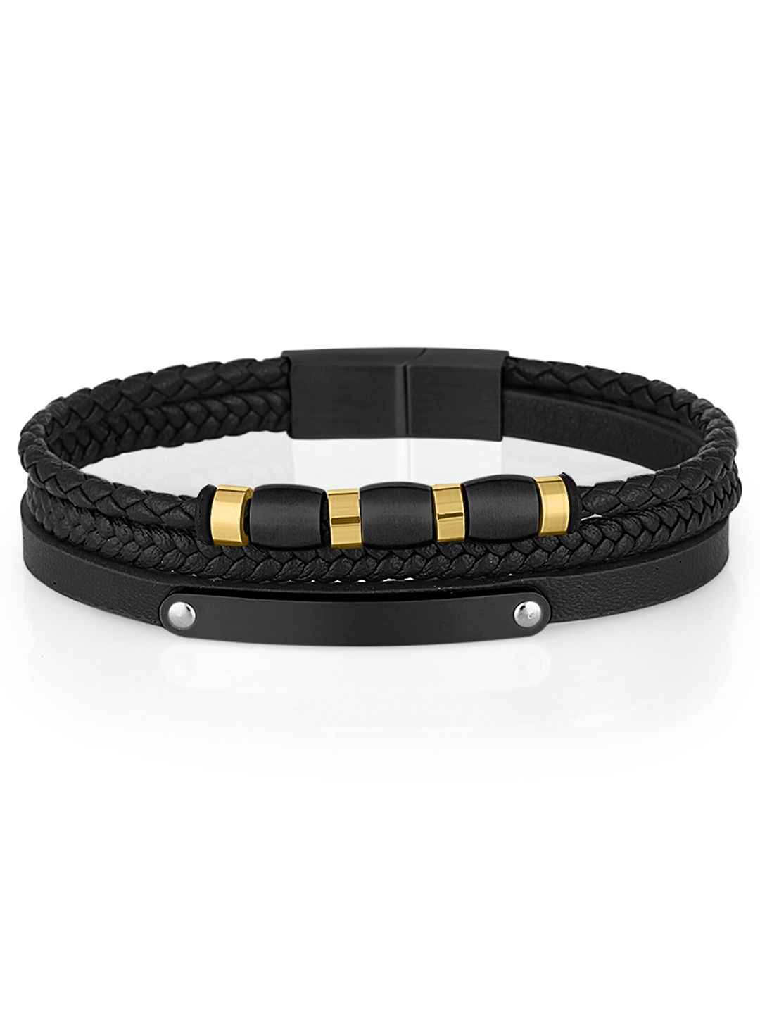 

Daniel Klein Men Leather Wraparound Bracelet, Black