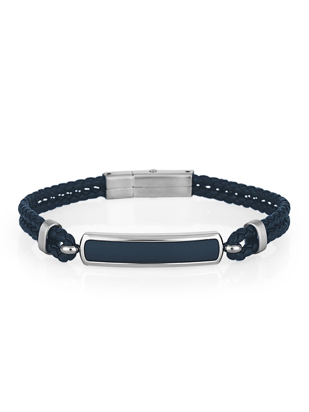 

Daniel Klein Men Leather Wraparound Bracelet, Silver