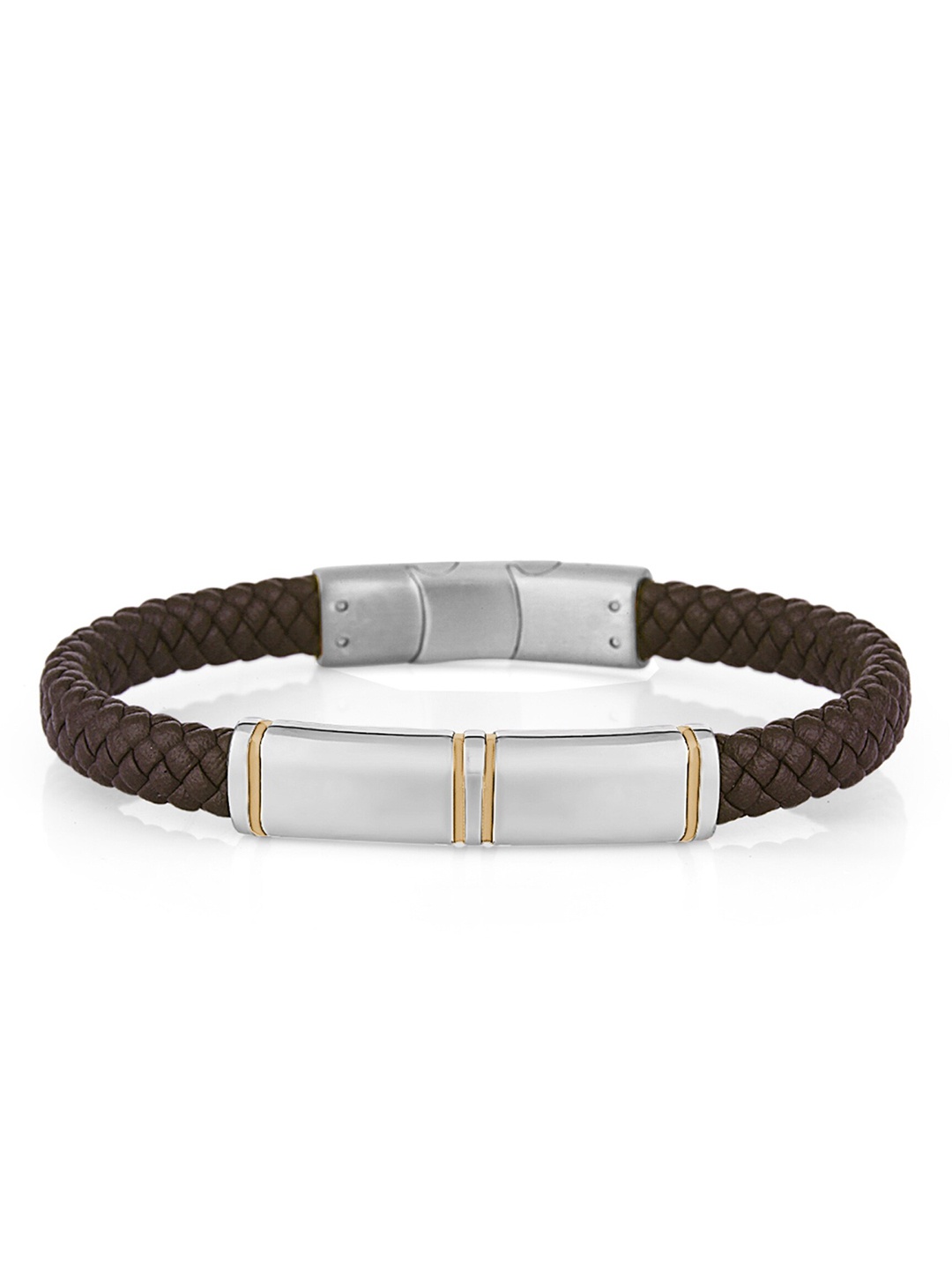

Daniel Klein Men Leather Wraparound Bracelet, Silver