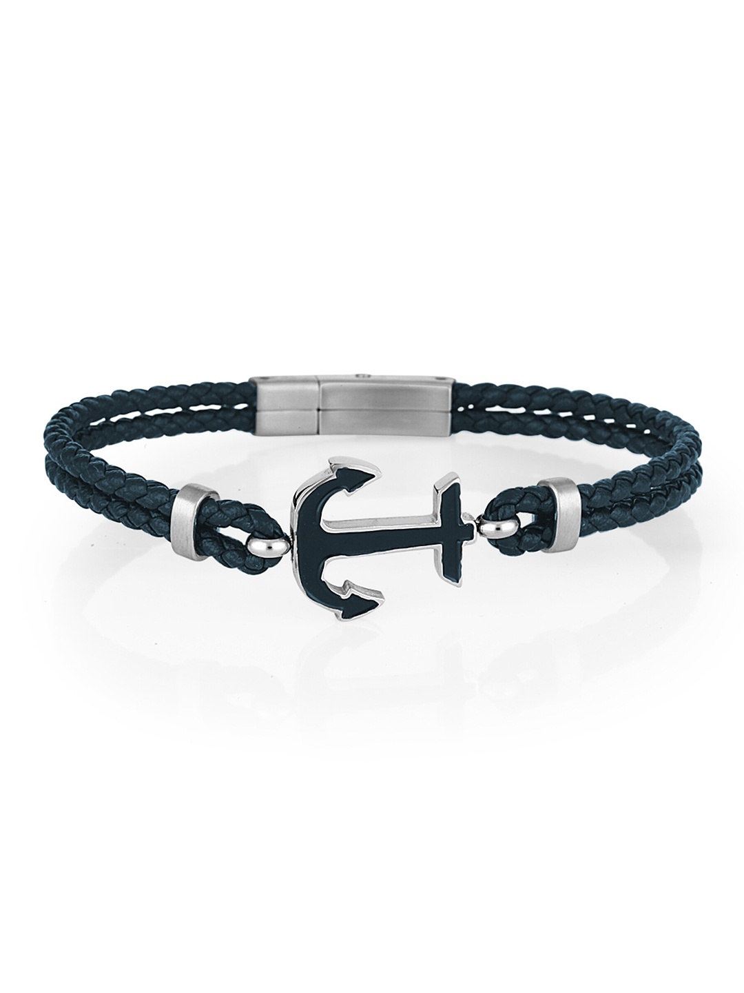 

Daniel Klein Men Leather Wraparound Bracelet, Silver