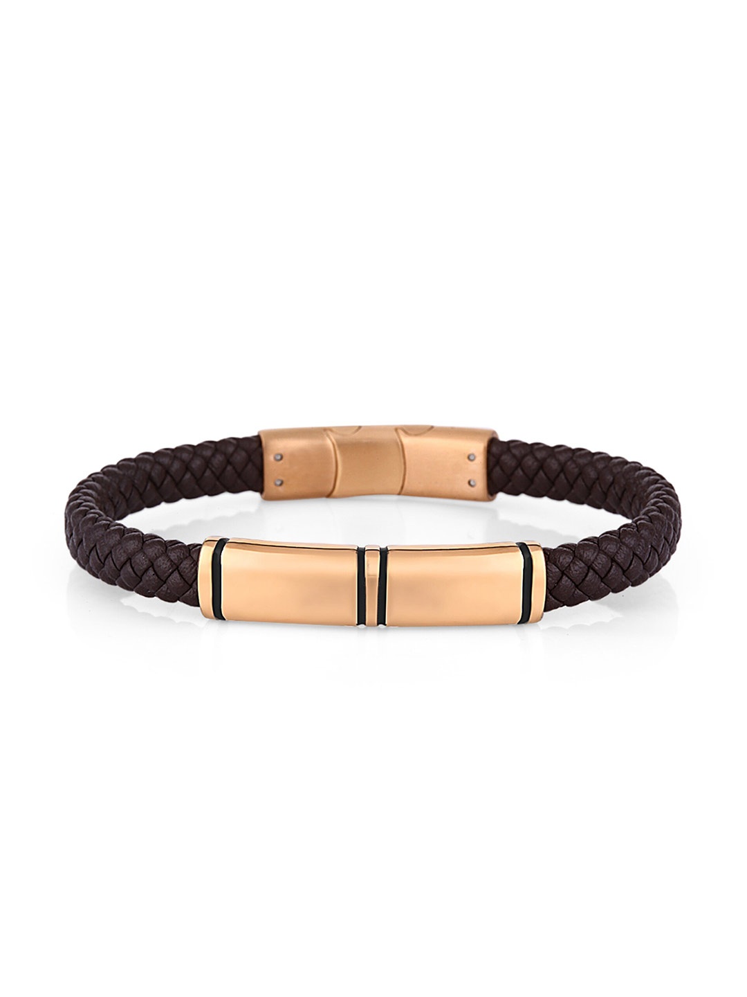 

Daniel Klein Men Leather Wraparound Bracelet, Rose gold