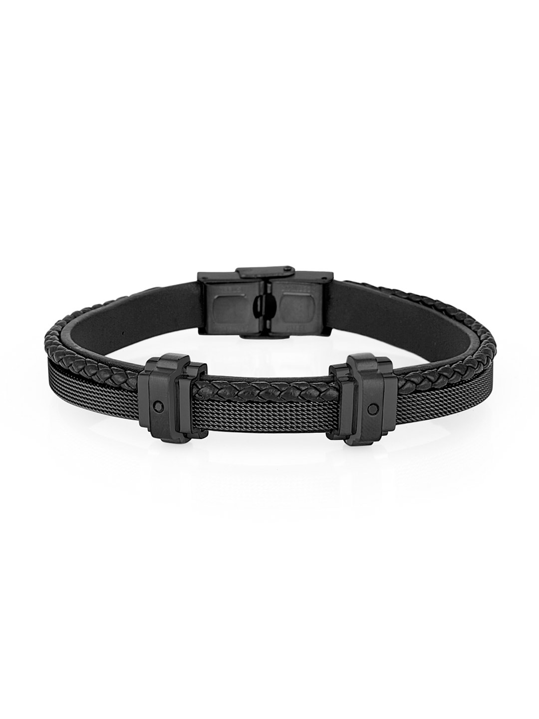 

Daniel Klein Men Leather Charm Bracelet, Black