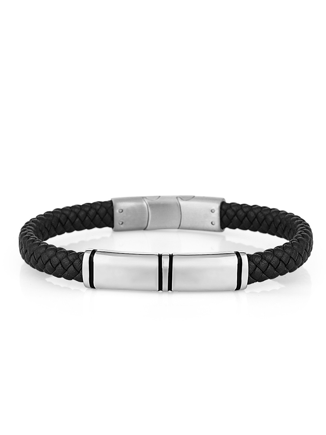 

Daniel Klein Men Leather Wraparound Bracelet, Silver