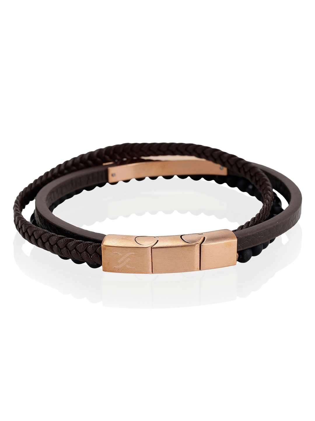 

Daniel Klein Men Leather Wraparound Bracelet, Rose gold