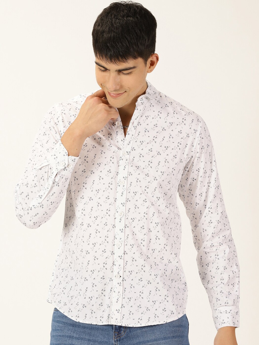 

Mast & Harbour Classic Slim Fit Floral Opaque Printed Casual Shirt, White