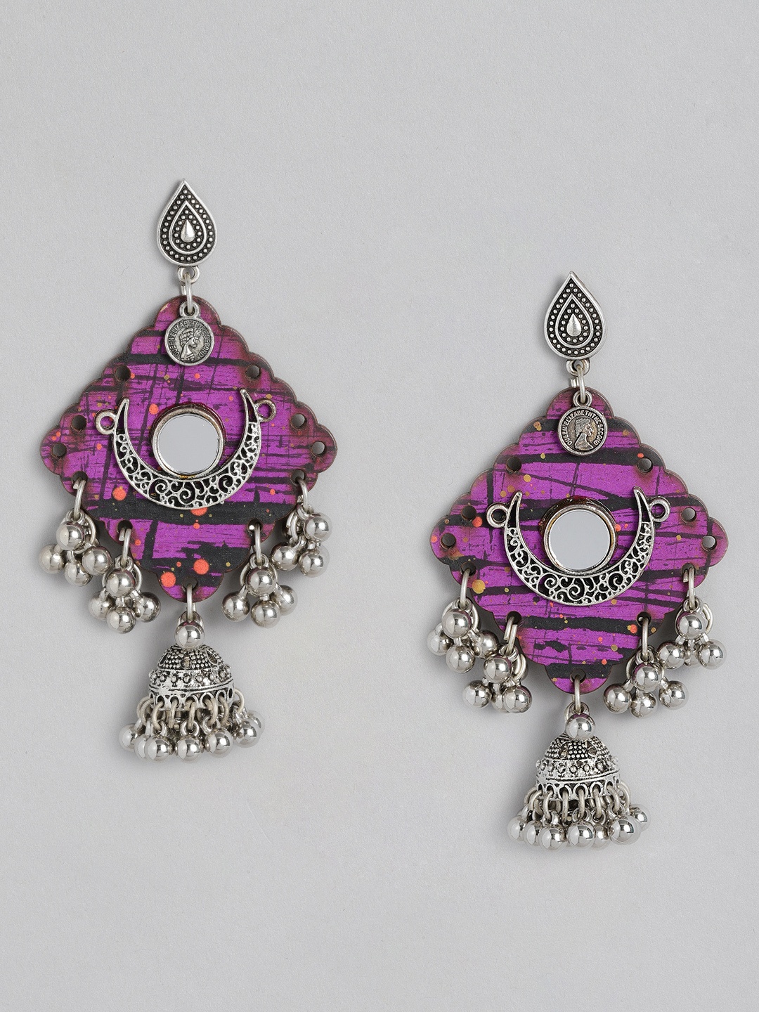 

Sangria Silver-Plated Geometric Drop Earrings