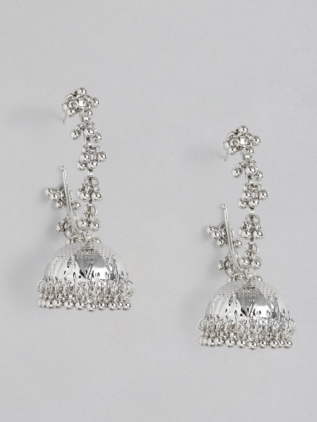 

Sangria Silver-Plated Circular Jhumkas Earrings