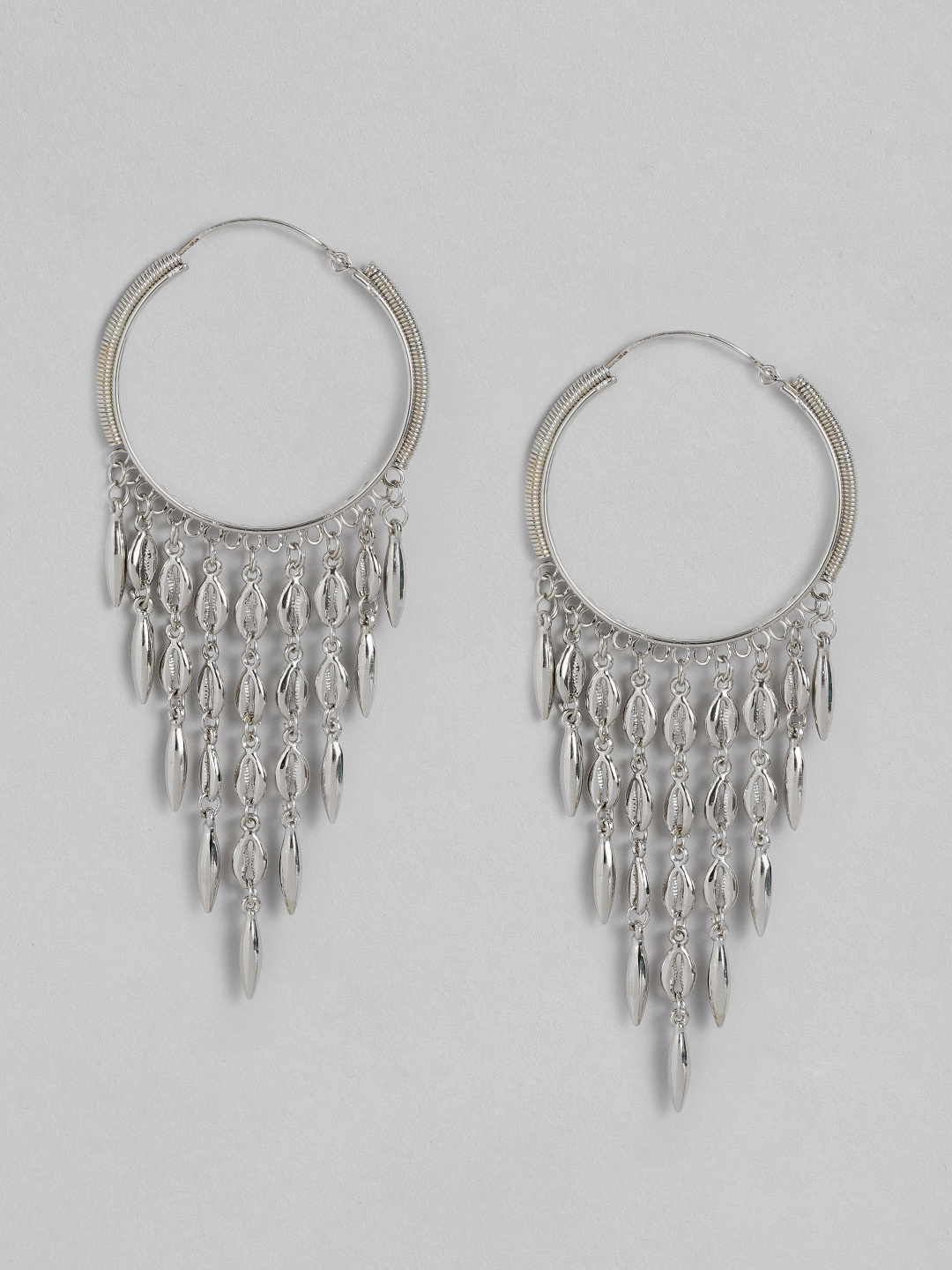 

Sangria Silver-Plated Contemporary Hoop Earrings