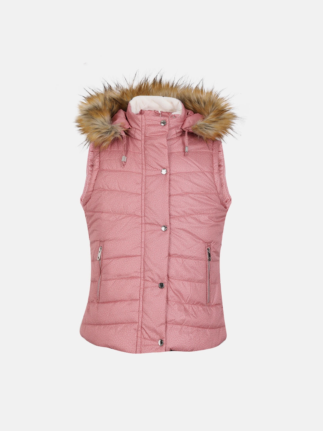 

CHKOKKO Girls Winter Wear Sleeveless Hooded Parka Jacket, Pink
