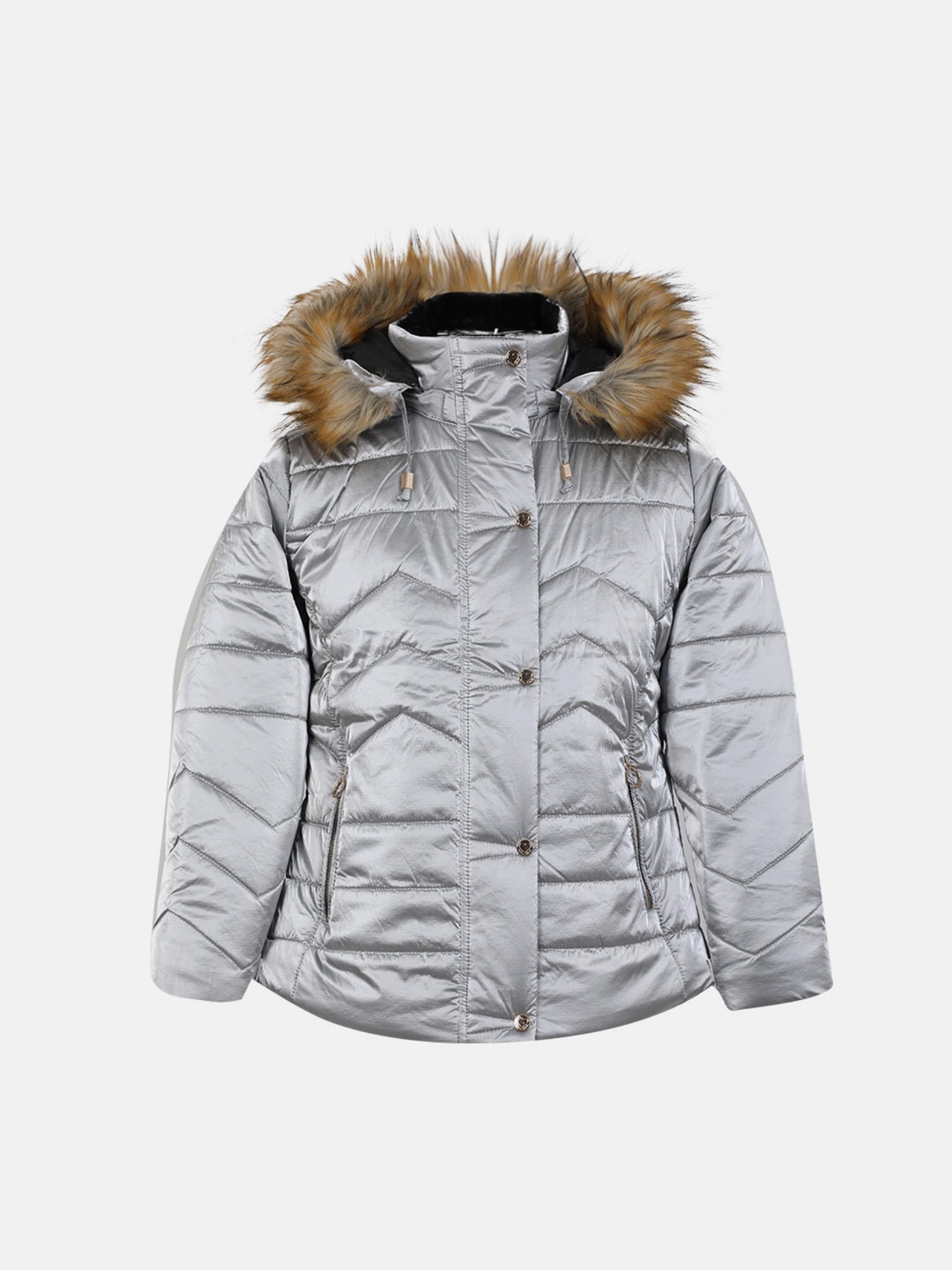 

CHKOKKO Girls Hooded Puffer Jacket, Grey