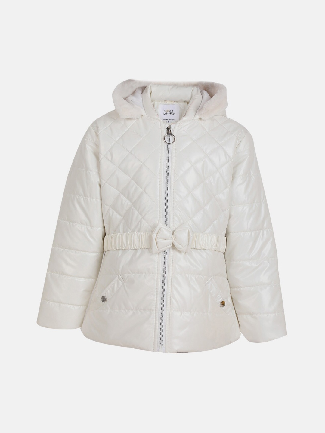 

CHKOKKO Girls Winter Wear Full Sleeve Hooded Puffer Jacket, White