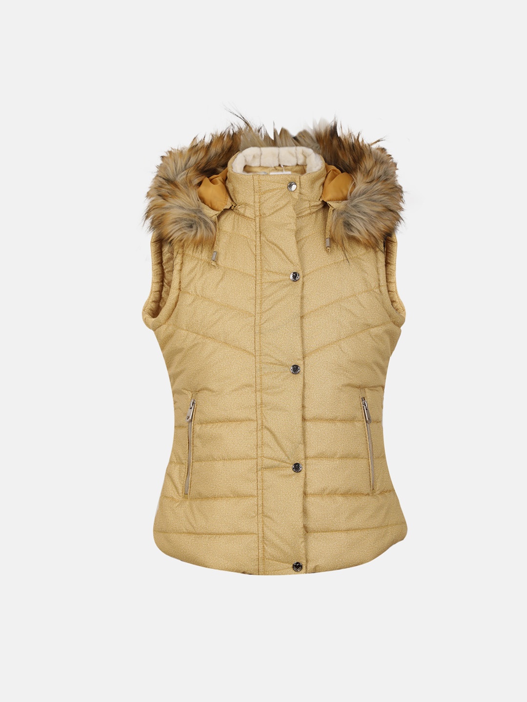 

CHKOKKO Girls Sleeveless Hooded Puffer Jacket, Mustard