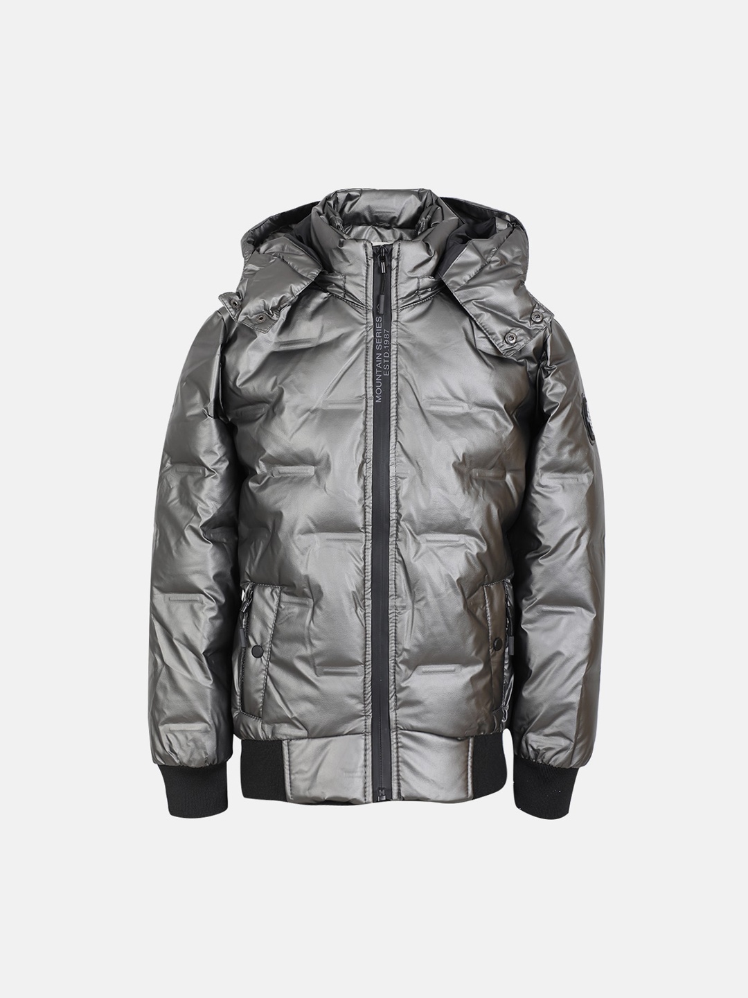 

CHKOKKO Boys Double Collar Puffer Jacket, Grey