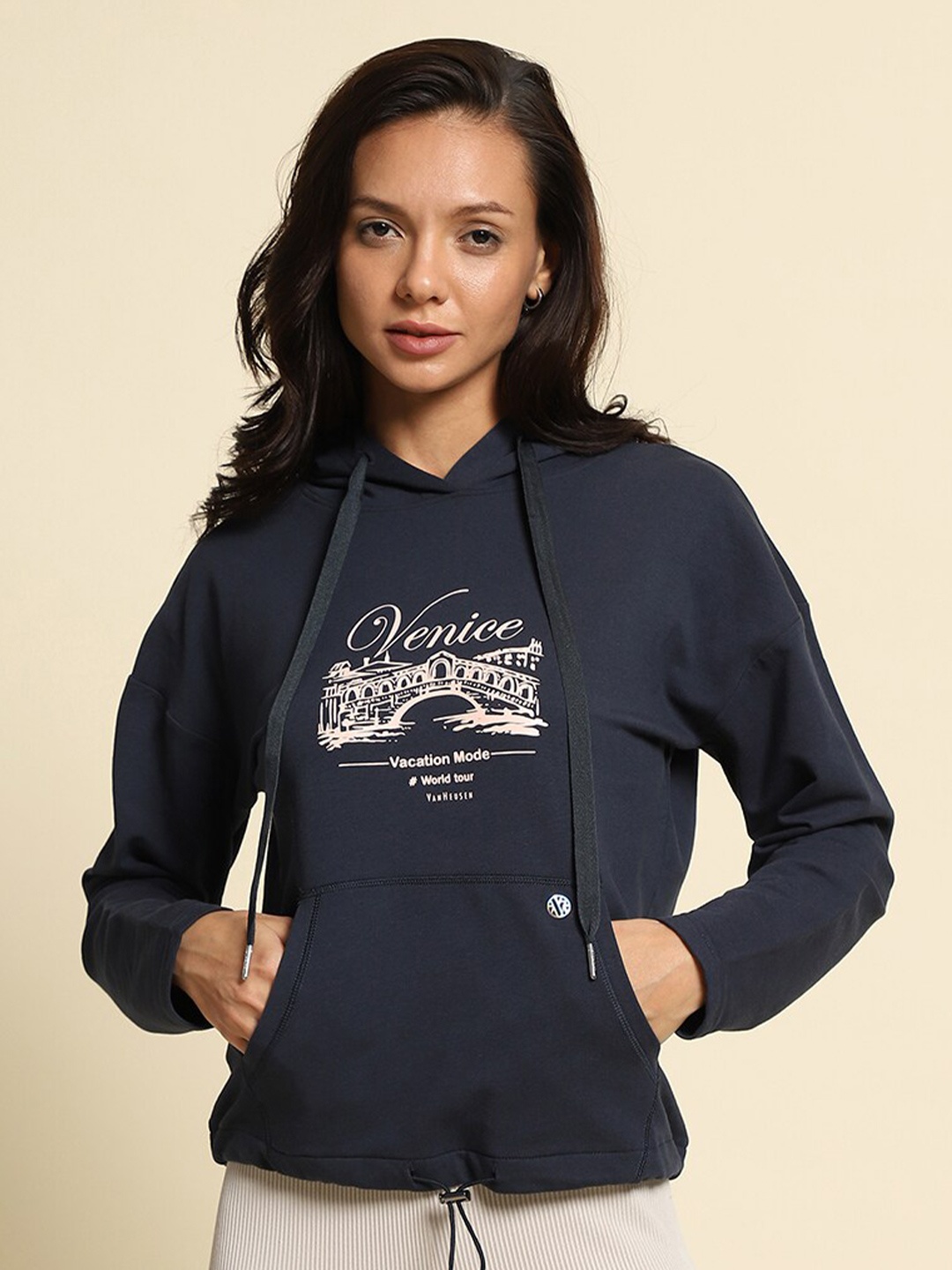 

Van Heusen Typography Printed Hooded Pullover Sweatshirt, Blue