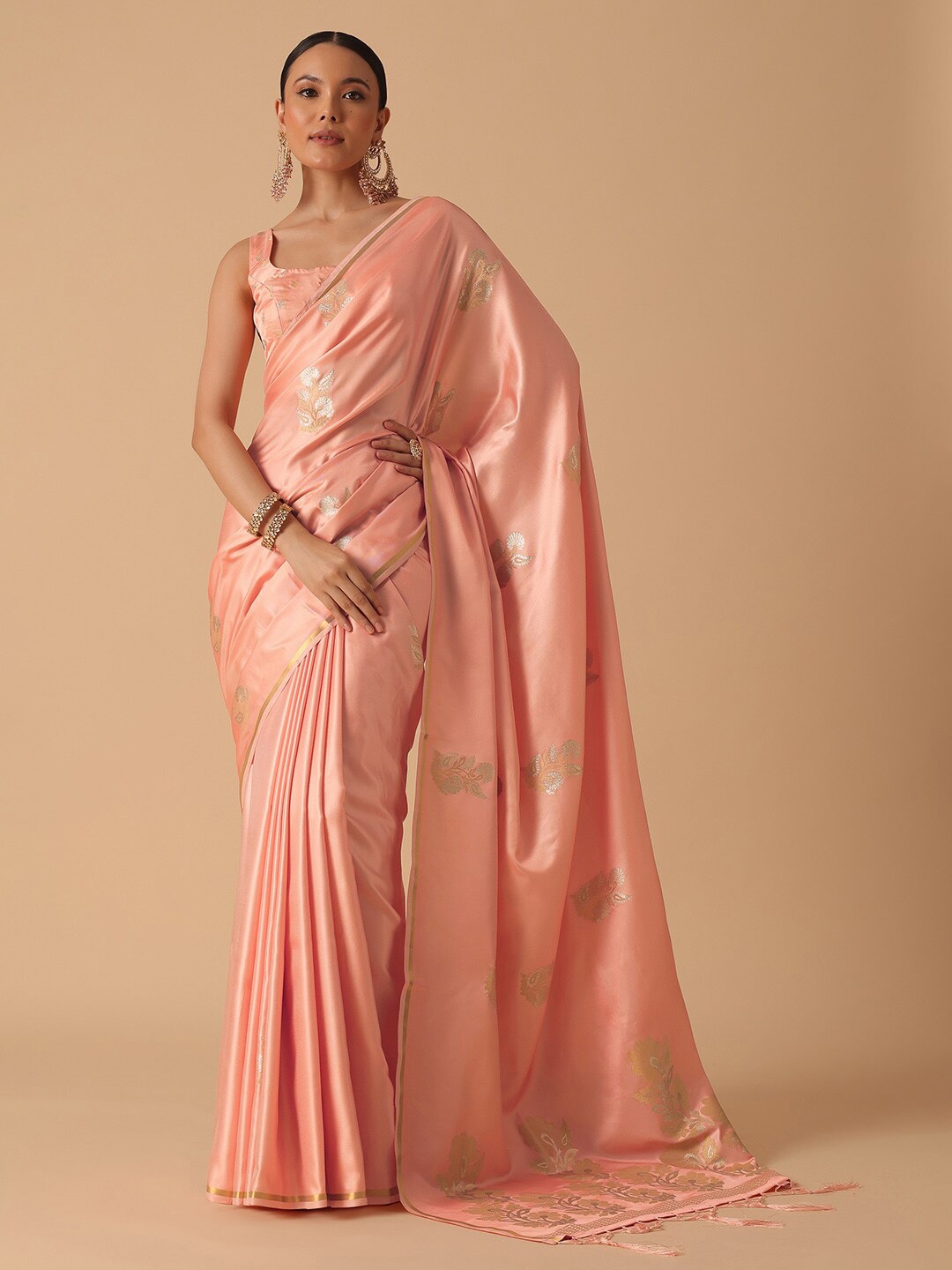 

KALKI Fashion Ethnic Motif Woven Design Zari Saree, Peach