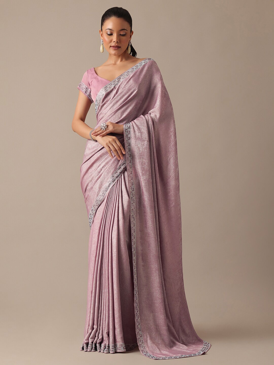 

KALKI Fashion Embellished Satin Saree, Pink
