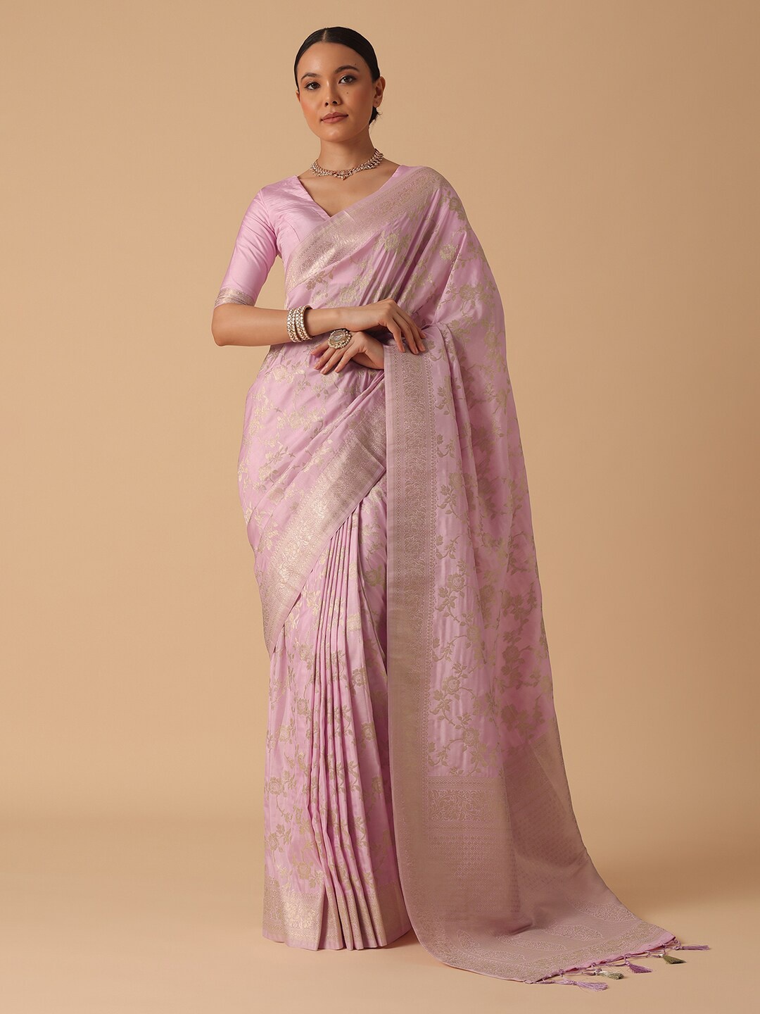 

KALKI Fashion Woven Design Zari Silk Blend Saree, Purple