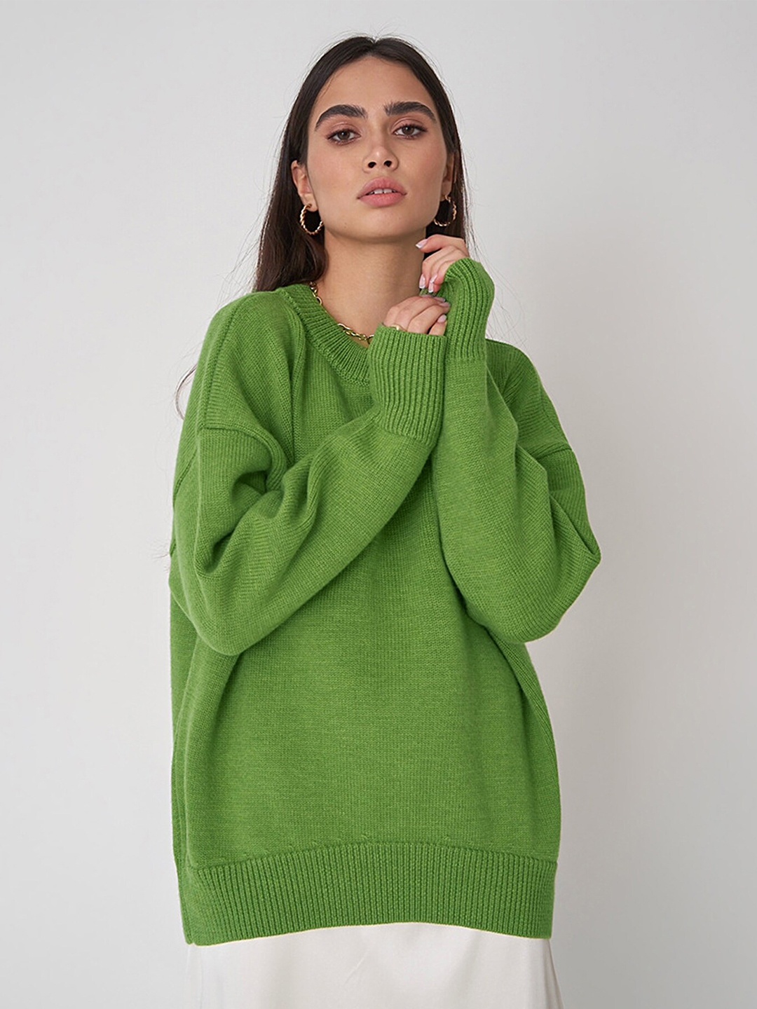 

LULU & SKY Round Neck Knitted Pullover, Green