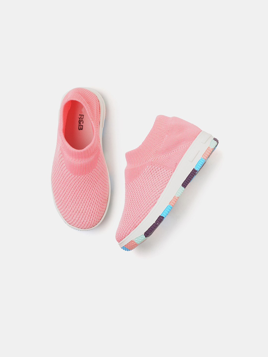 

R&B Girls Textured Slip-On Sneakers, Pink