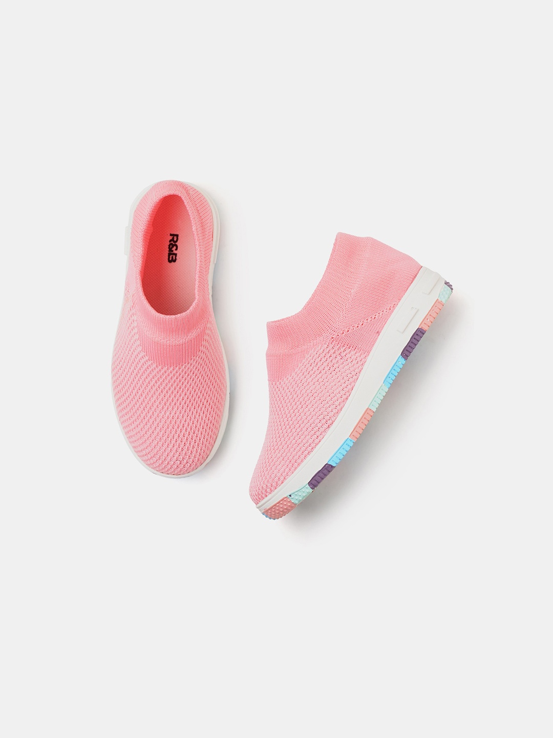 

R&B Girls Textured Slip-On Sneakers, Pink