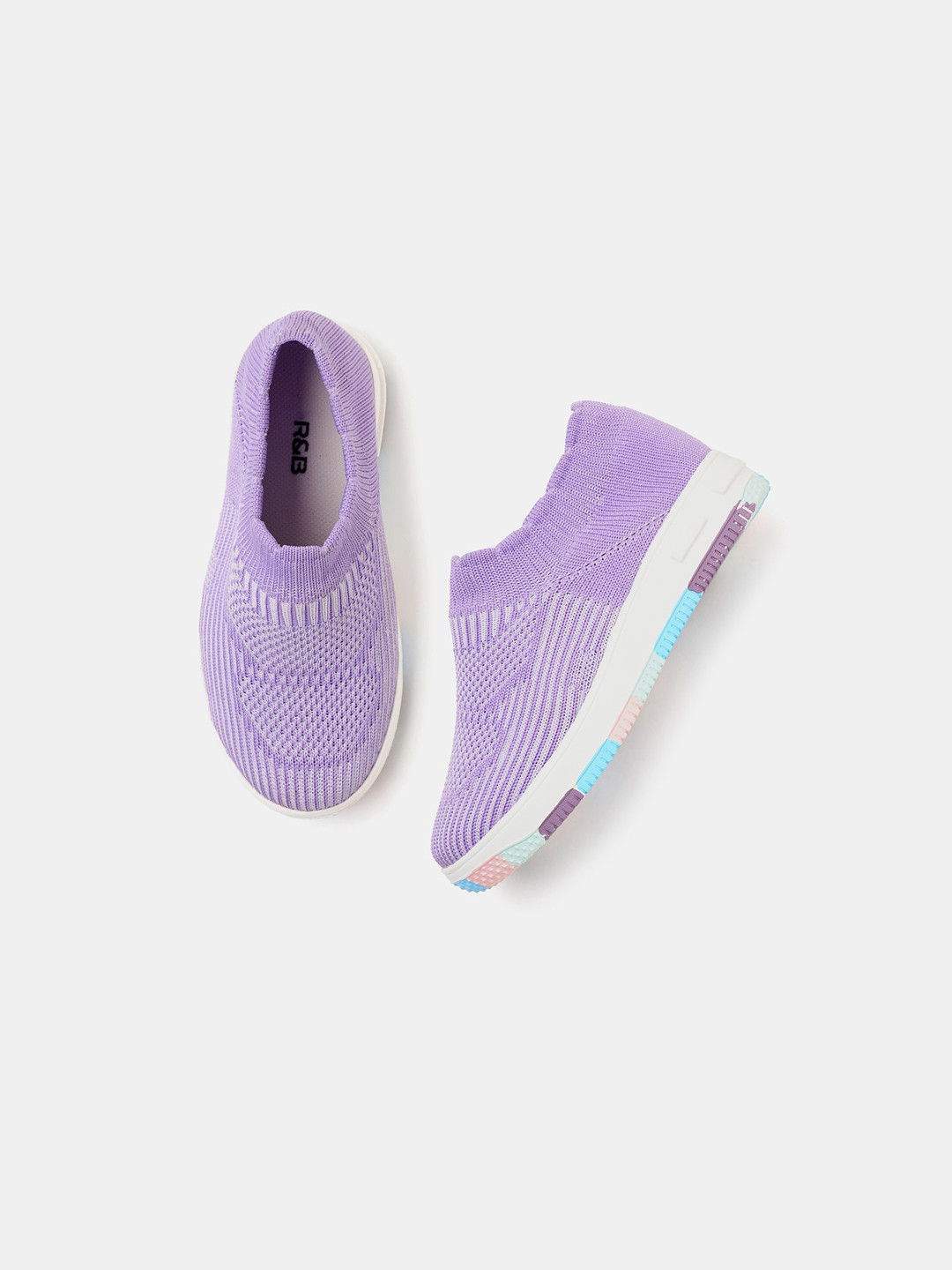 

R&B Girls Textured Slip-On Sneakers, Lavender