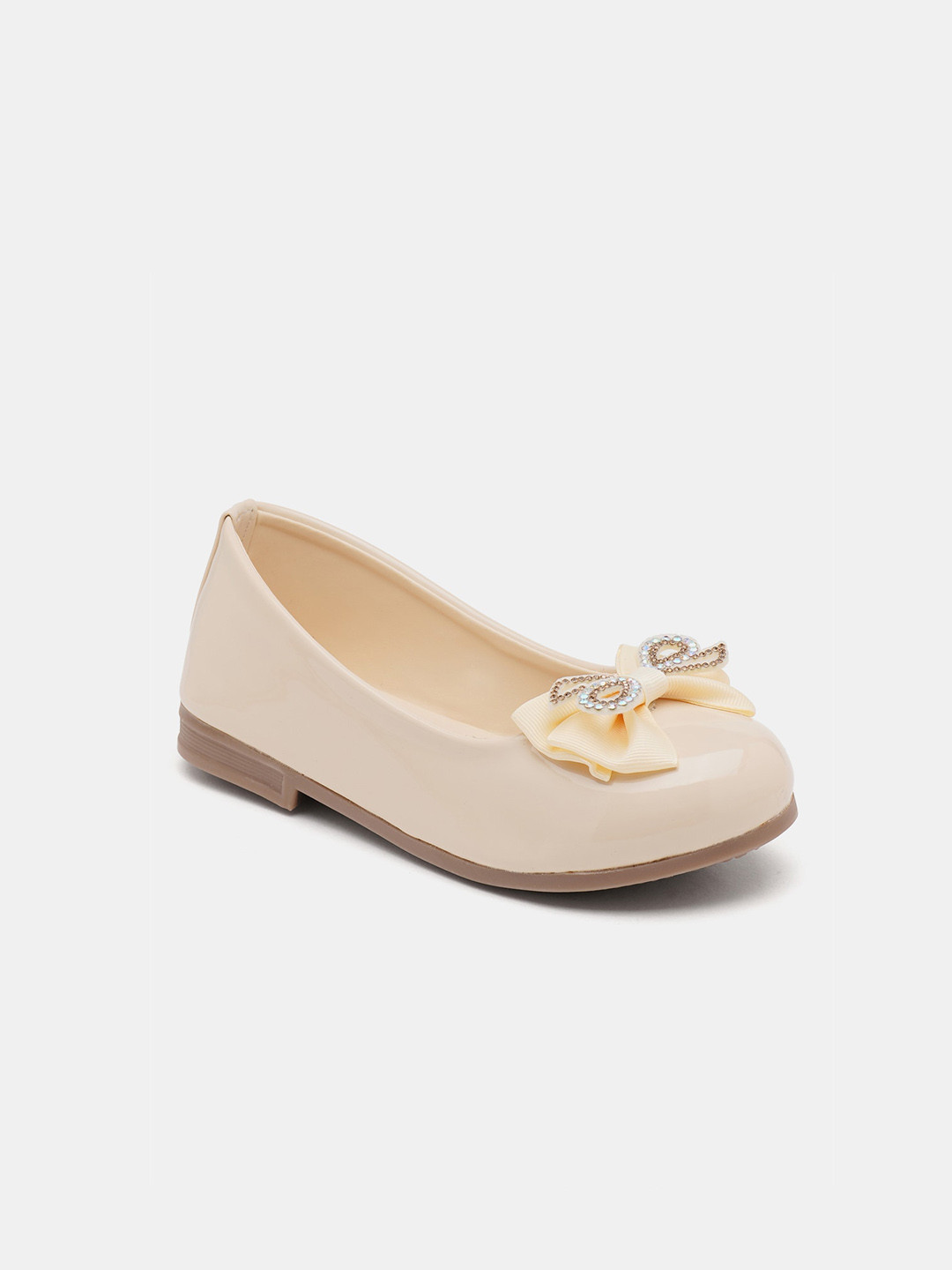 

R&B Girls Slip-On Ballerinas With Bow, Off white