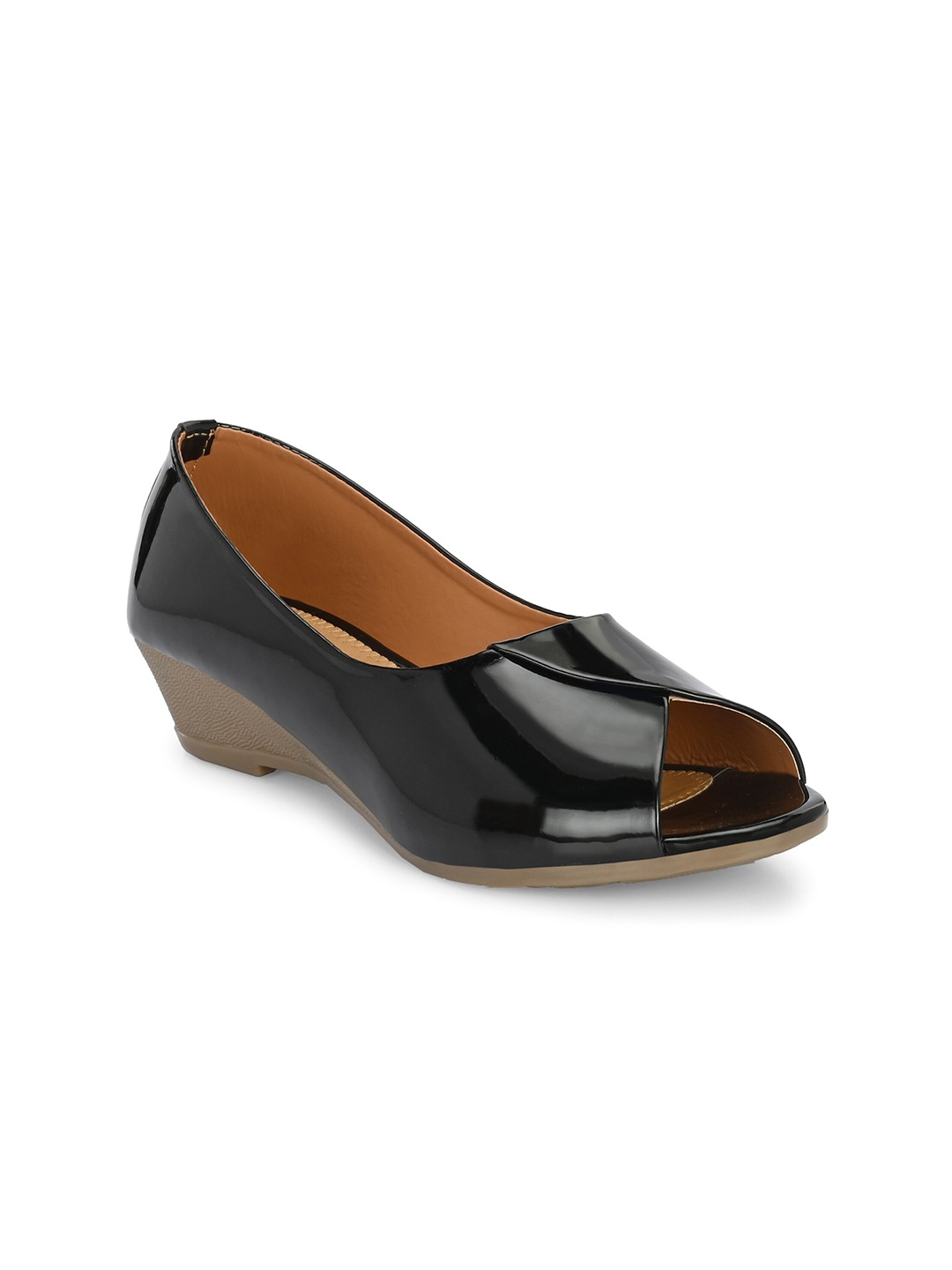

CARLO ROMANO Peep Toe Ballerinas, Black
