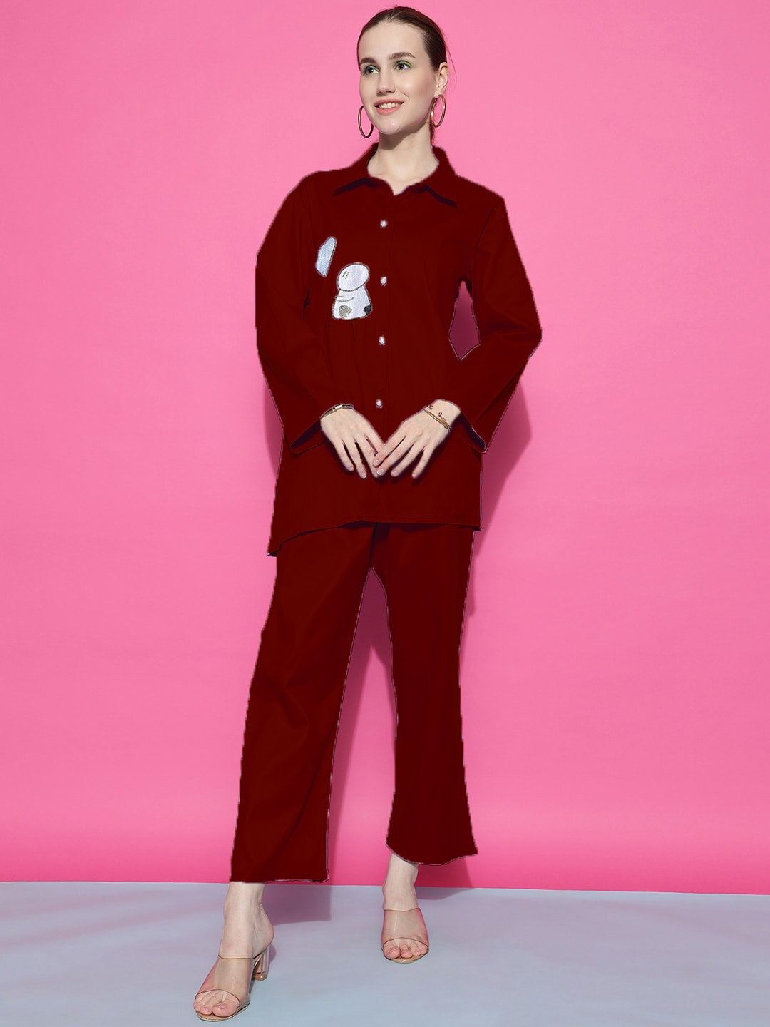 

Ziva Fashion Embellished Shirt & Trouser, Maroon