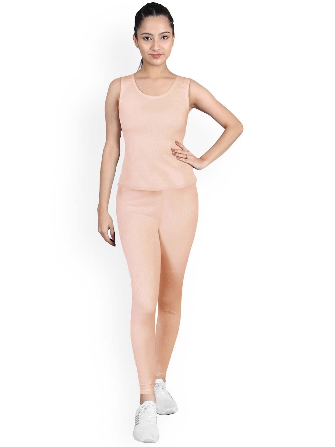 

DChica Girls Thermal Sleeveless Tank Top & Leggings Thermal Set, Peach
