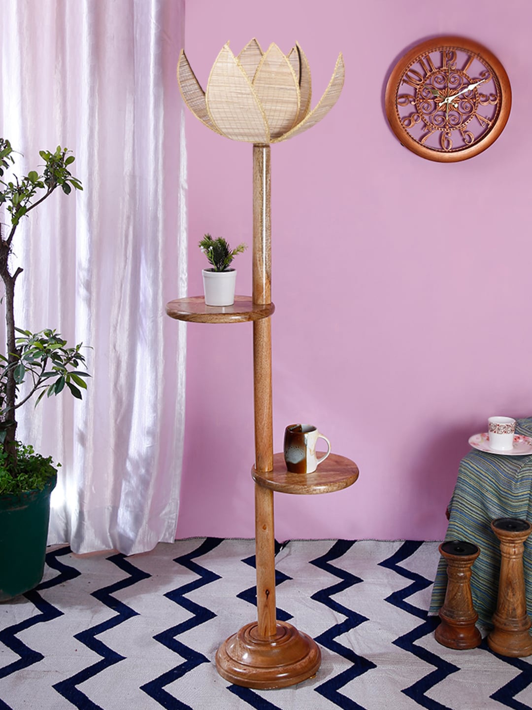 

Devansh Beige Bamboo Lotus Wooden Floor Lamp