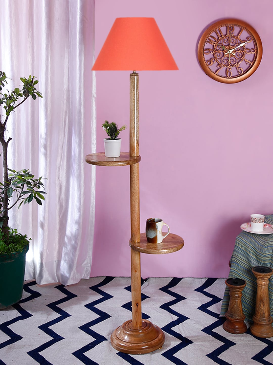 

Devansh Orange Wooden Floor Lamp