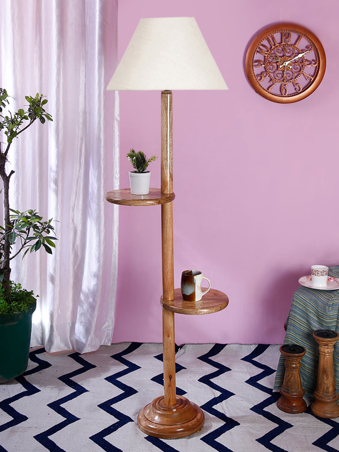 

Devansh White Conical Jute & Wooden Floor Lamp