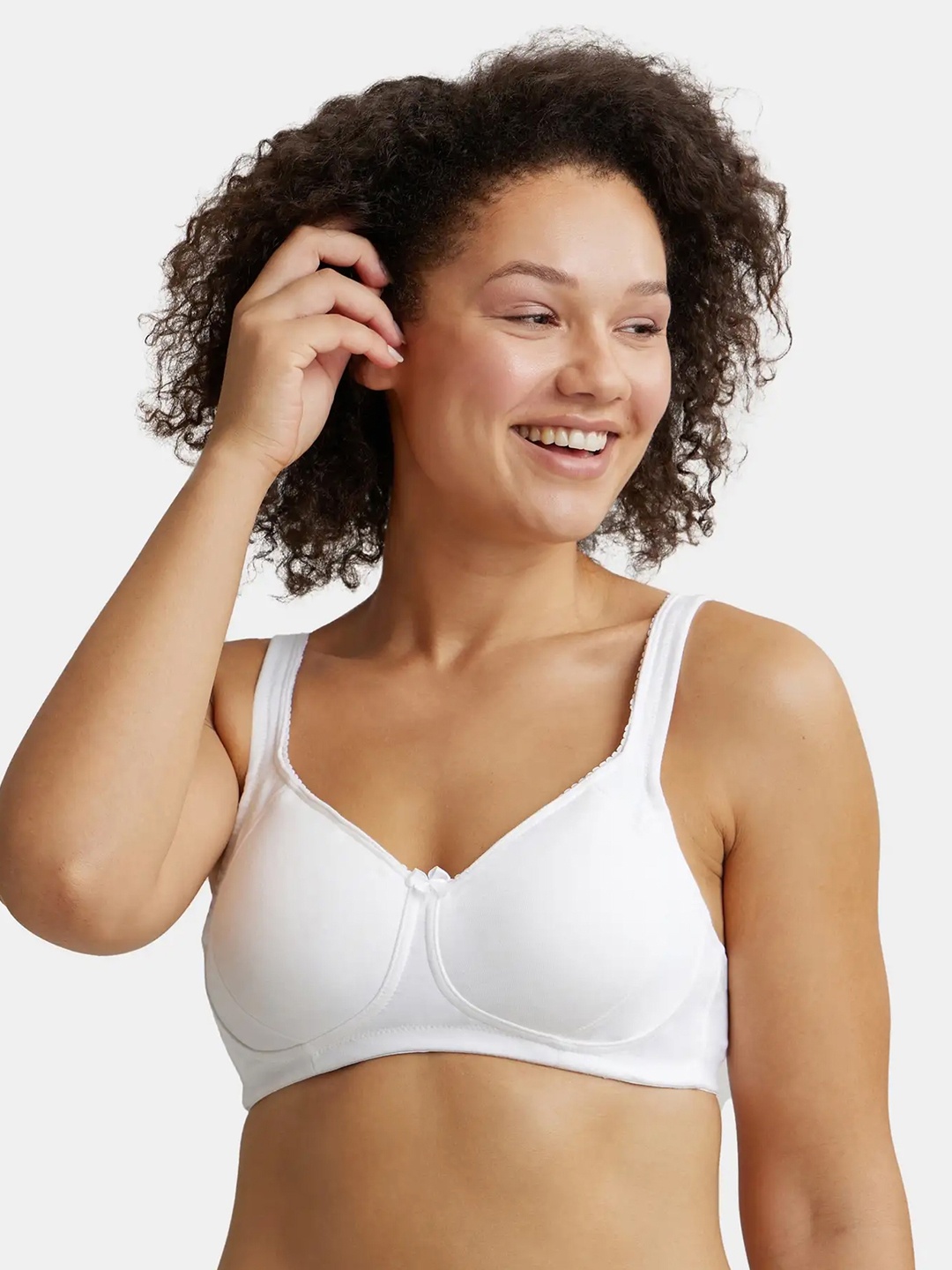 

Jockey Plus Size Wirefree Non Padded Super Combed Cotton Full Coverage Bra-ES24, White