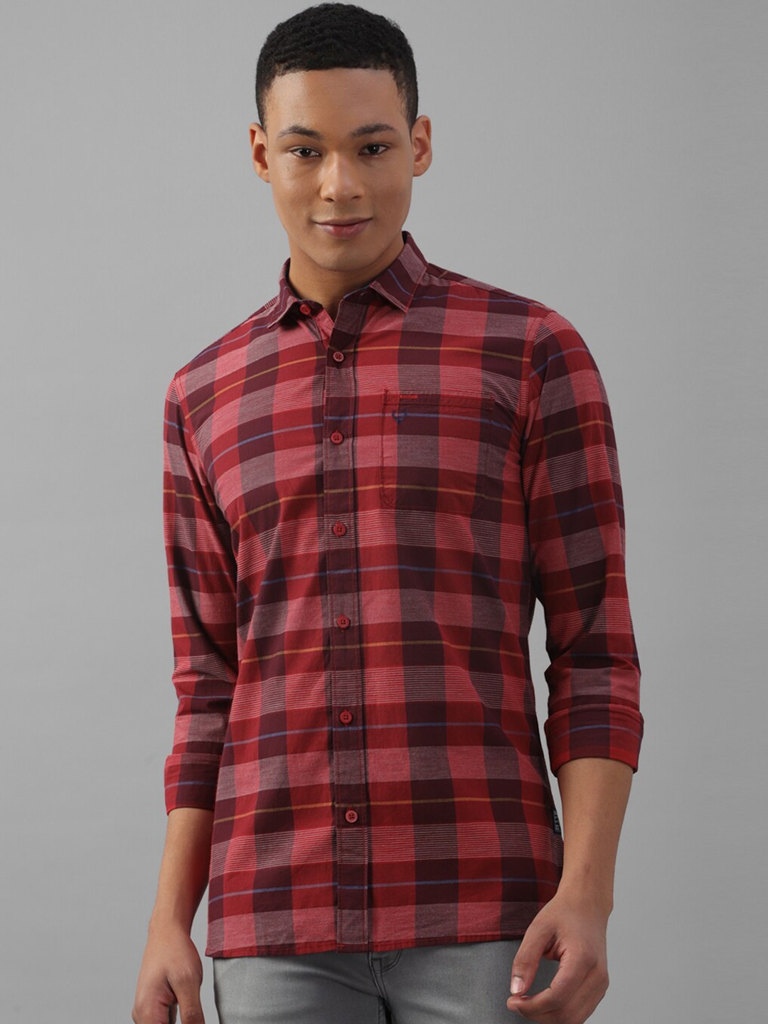 

Allen Solly Buffalo Checked Opaque Pure Cotton Casual Shirt, Maroon