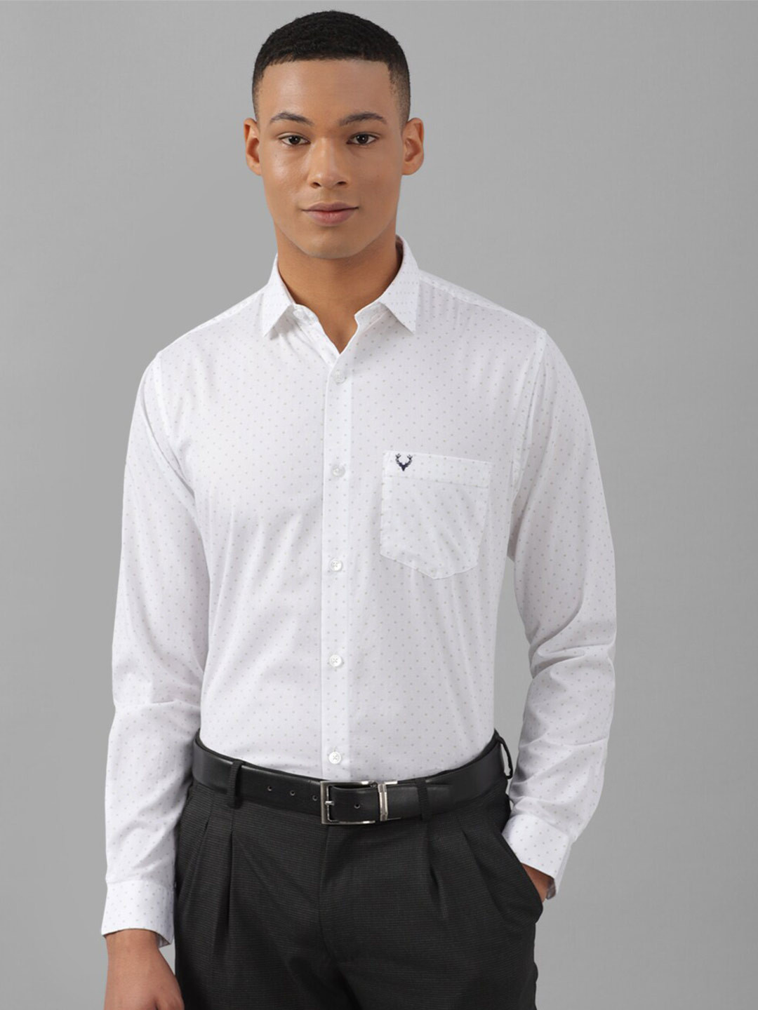

Allen Solly Slim Fit Micro Ditsy Printed Pure Cotton Formal Shirt, White