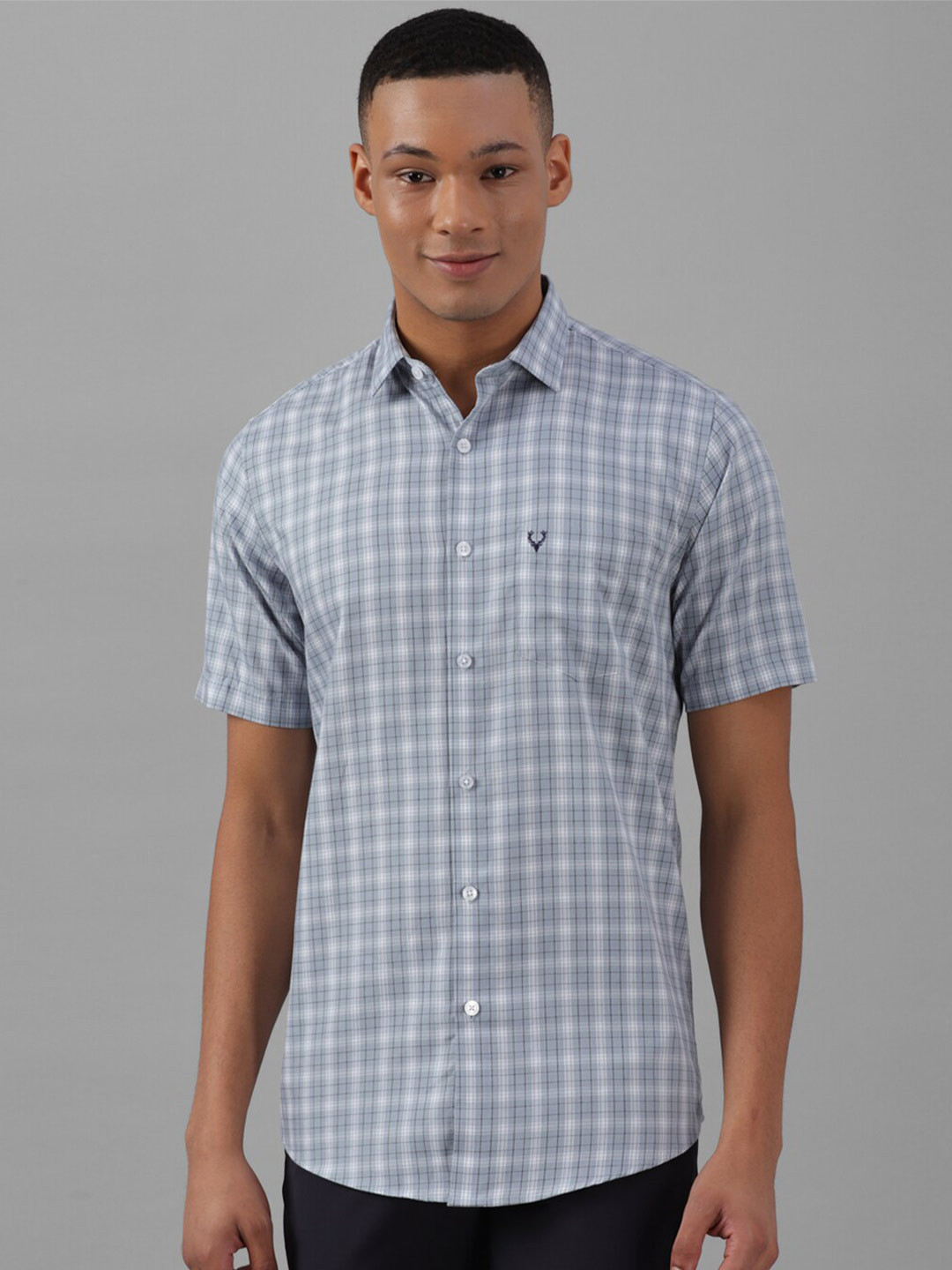 

Allen Solly Slim Fit Opaque Tartan Checked Pure Cotton Casual Shirt, Grey